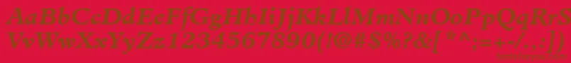 フォントMinisterLtBoldItalic – 赤い背景に茶色の文字
