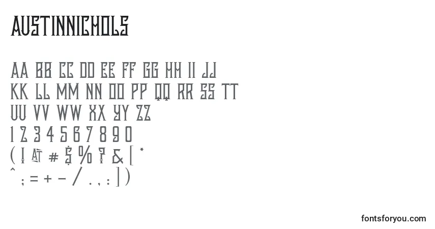 Czcionka Austinnichols – alfabet, cyfry, specjalne znaki