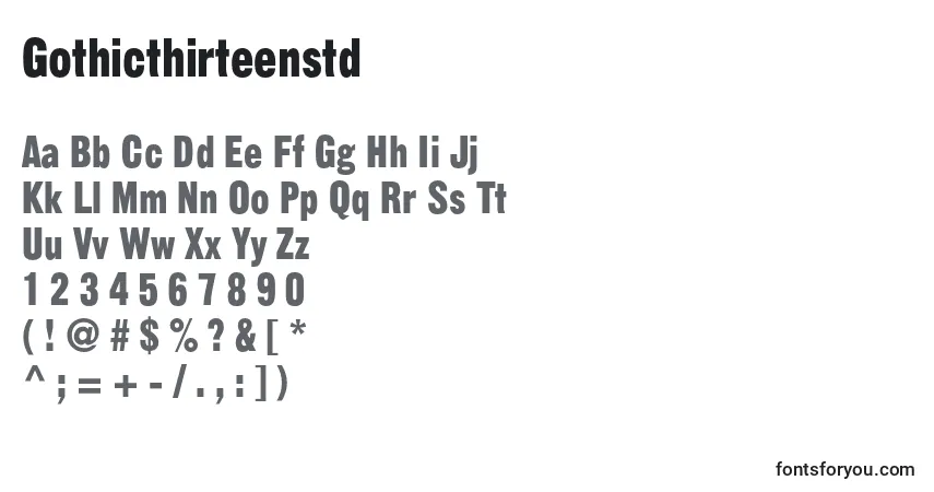 Шрифт Gothicthirteenstd – алфавит, цифры, специальные символы