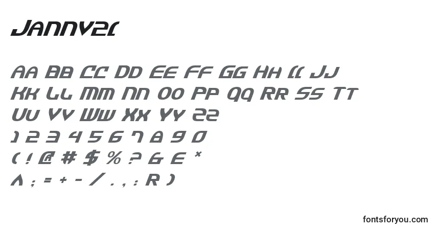 Czcionka Jannv2i – alfabet, cyfry, specjalne znaki