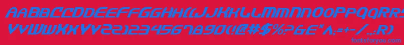 Jannv2i-Schriftart – Blaue Schriften auf rotem Hintergrund