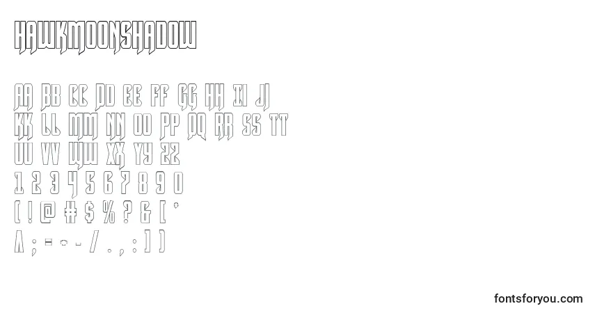 A fonte Hawkmoonshadow – alfabeto, números, caracteres especiais
