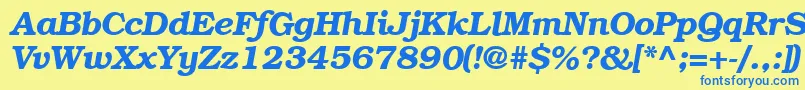 BookplateBoldItalic Font – Blue Fonts on Yellow Background