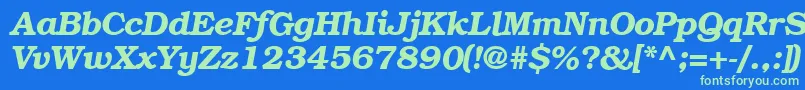 BookplateBoldItalic Font – Green Fonts on Blue Background