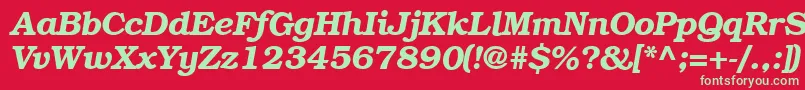 BookplateBoldItalic Font – Green Fonts on Red Background