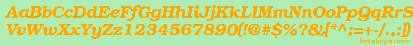 BookplateBoldItalic Font – Orange Fonts on Green Background