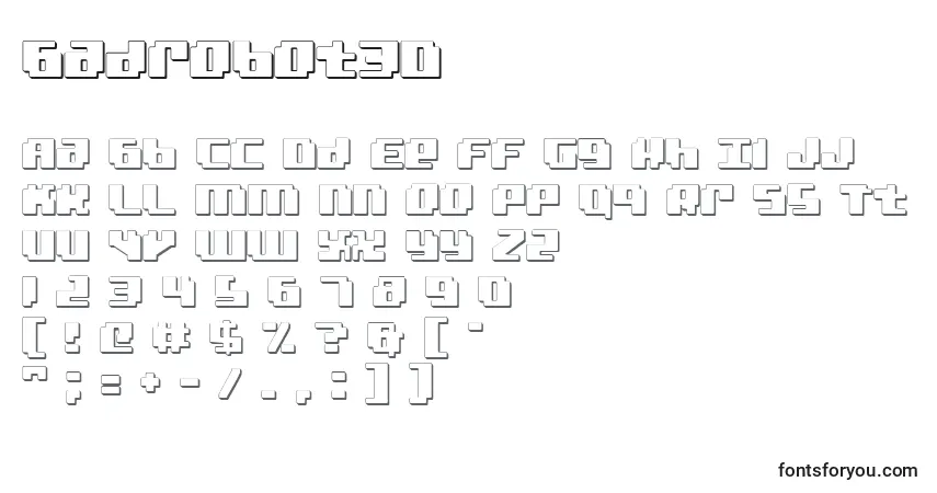 Czcionka Badrobot3D – alfabet, cyfry, specjalne znaki