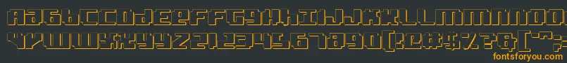 Badrobot3D-Schriftart – Orangefarbene Schriften auf schwarzem Hintergrund
