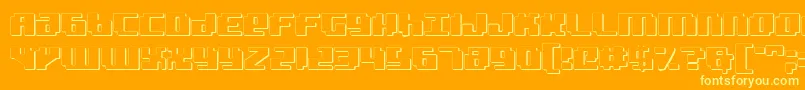 Badrobot3D-Schriftart – Gelbe Schriften auf orangefarbenem Hintergrund