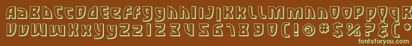 フォントSfRetroesqueShaded – 緑色の文字が茶色の背景にあります。