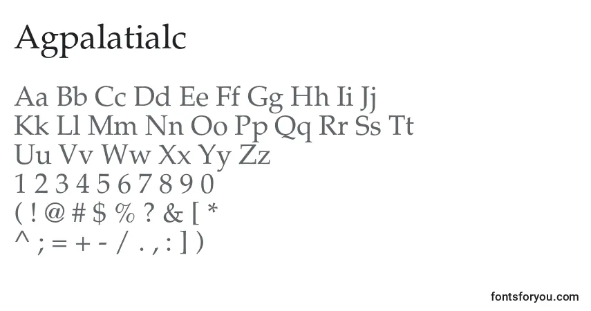 A fonte Agpalatialc – alfabeto, números, caracteres especiais