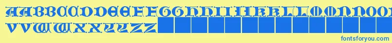 JmhMorenetaCapsIi Font – Blue Fonts on Yellow Background