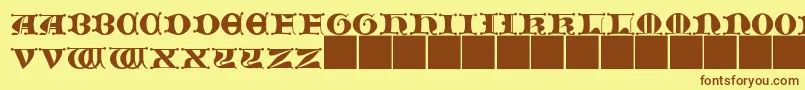 JmhMorenetaCapsIi Font – Brown Fonts on Yellow Background