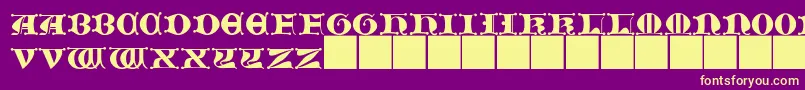 JmhMorenetaCapsIi-fontti – keltaiset fontit violetilla taustalla