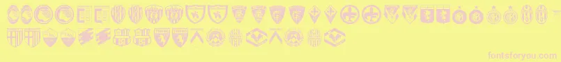 Calcio-fontti – vaaleanpunaiset fontit keltaisella taustalla