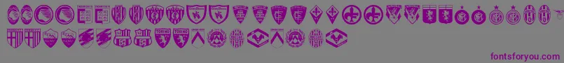 Calcio-fontti – violetit fontit harmaalla taustalla
