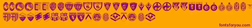 Czcionka Calcio – fioletowe czcionki na pomarańczowym tle