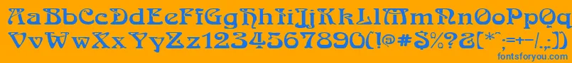 フォントMedusaRegular – オレンジの背景に青い文字