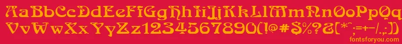 フォントMedusaRegular – 赤い背景にオレンジの文字