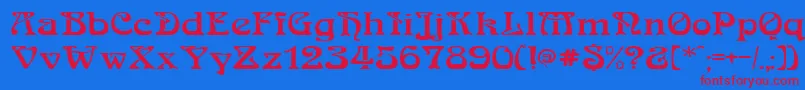 フォントMedusaRegular – 赤い文字の青い背景