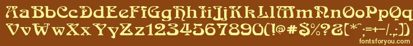 MedusaRegular-fontti – keltaiset fontit ruskealla taustalla