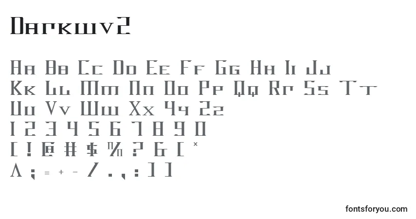 Czcionka Darkwv2 – alfabet, cyfry, specjalne znaki