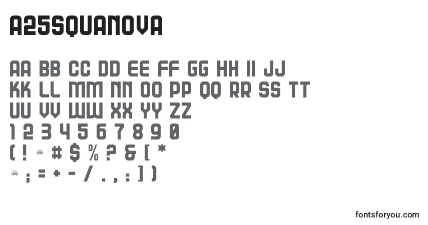 Police A25Squanova - Alphabet, Chiffres, Caractères Spéciaux