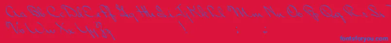 PerhapsLove-Schriftart – Blaue Schriften auf rotem Hintergrund