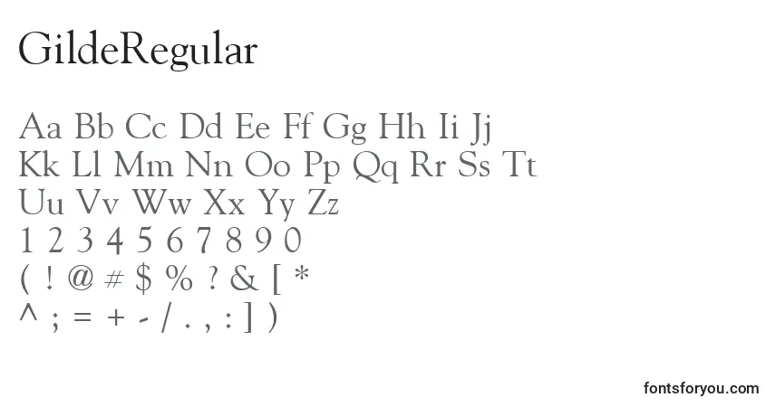 A fonte GildeRegular – alfabeto, números, caracteres especiais