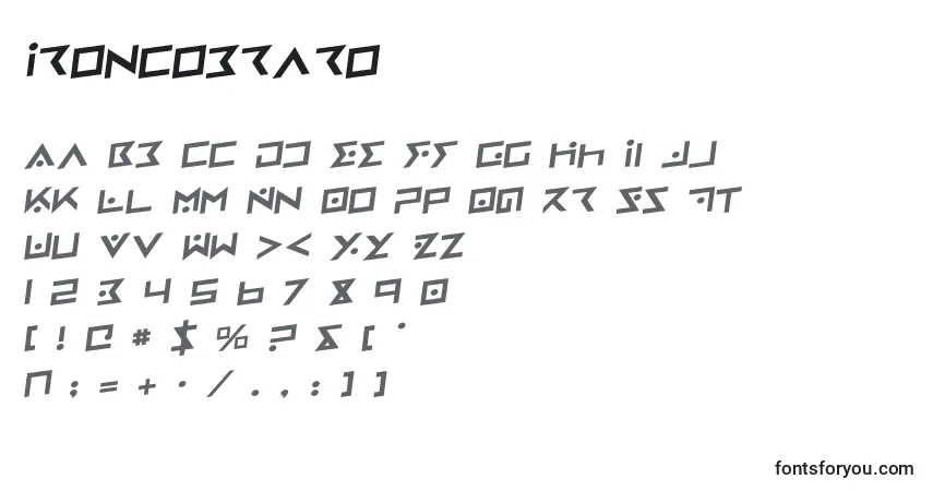 A fonte Ironcobraro – alfabeto, números, caracteres especiais
