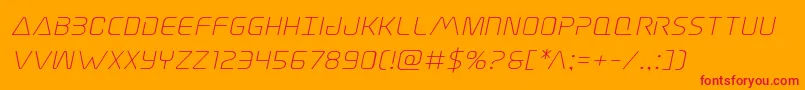 Fonte Elitedangerexpandital – fontes vermelhas em um fundo laranja