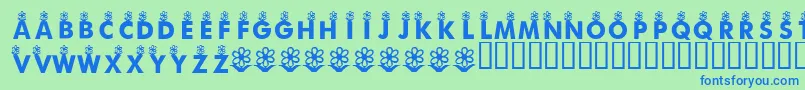 フォントKrFirstBloom – 青い文字は緑の背景です。