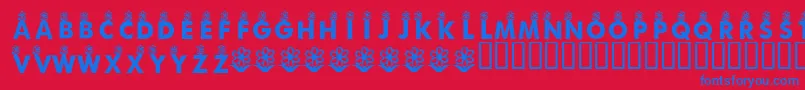 KrFirstBloom Font – Blue Fonts on Red Background