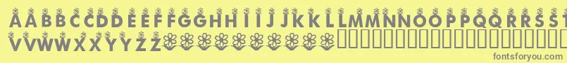 フォントKrFirstBloom – 黄色の背景に灰色の文字