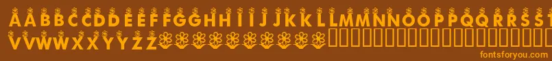 KrFirstBloom Font – Orange Fonts on Brown Background