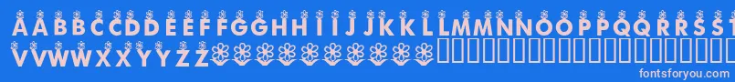 KrFirstBloom Font – Pink Fonts on Blue Background