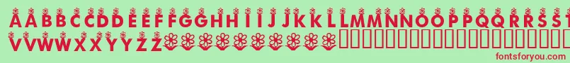 KrFirstBloom Font – Red Fonts on Green Background