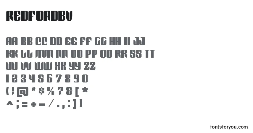 Шрифт RedfordBv – алфавит, цифры, специальные символы