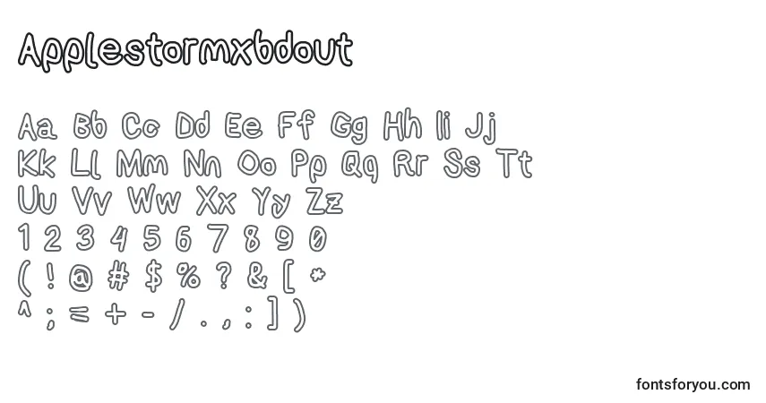 A fonte Applestormxbdout – alfabeto, números, caracteres especiais