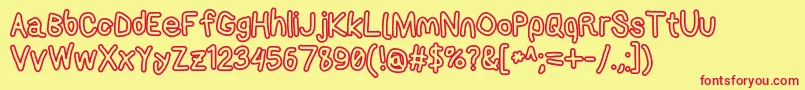 Applestormxbdout-Schriftart – Rote Schriften auf gelbem Hintergrund