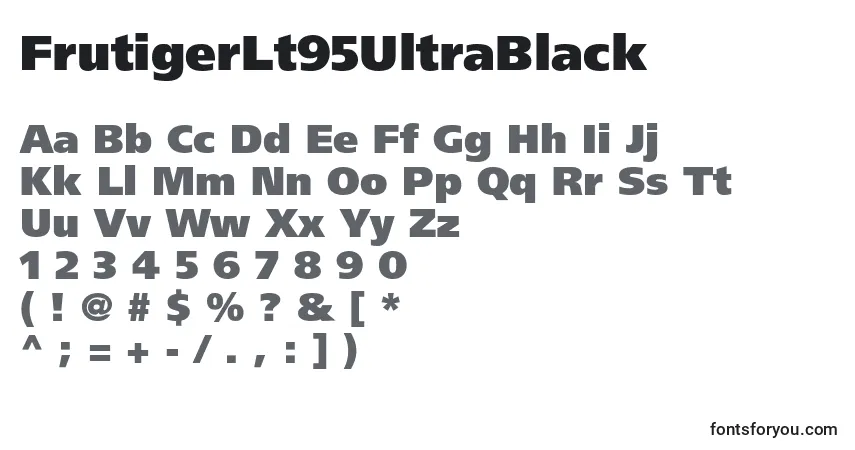 A fonte FrutigerLt95UltraBlack – alfabeto, números, caracteres especiais
