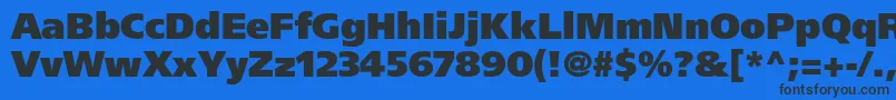 Czcionka FrutigerLt95UltraBlack – czarne czcionki na niebieskim tle