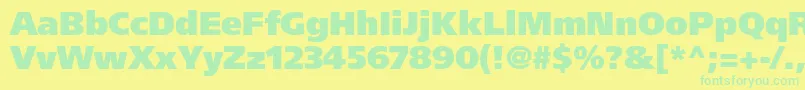 FrutigerLt95UltraBlack-Schriftart – Grüne Schriften auf gelbem Hintergrund