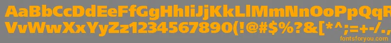 FrutigerLt95UltraBlack-Schriftart – Orangefarbene Schriften auf grauem Hintergrund