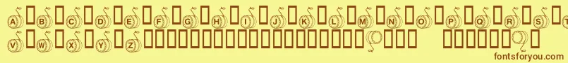 KrYoyo-Schriftart – Braune Schriften auf gelbem Hintergrund