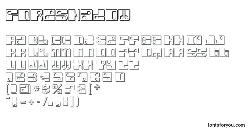 Шрифт ForeShadow – алфавит, цифры, специальные символы
