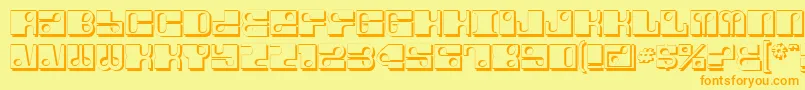 フォントForeShadow – オレンジの文字が黄色の背景にあります。