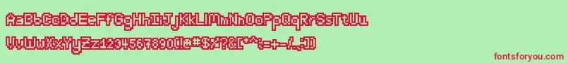 フォントBrandiAlexanderOutline – 赤い文字の緑の背景