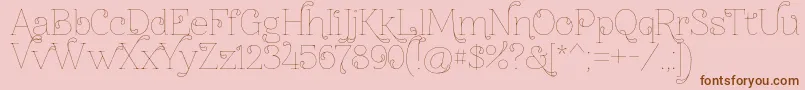 Fonte Znikomitno24thin – fontes marrons em um fundo rosa