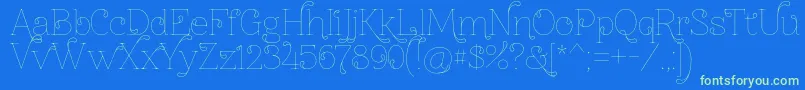 Znikomitno24thin Font – Green Fonts on Blue Background